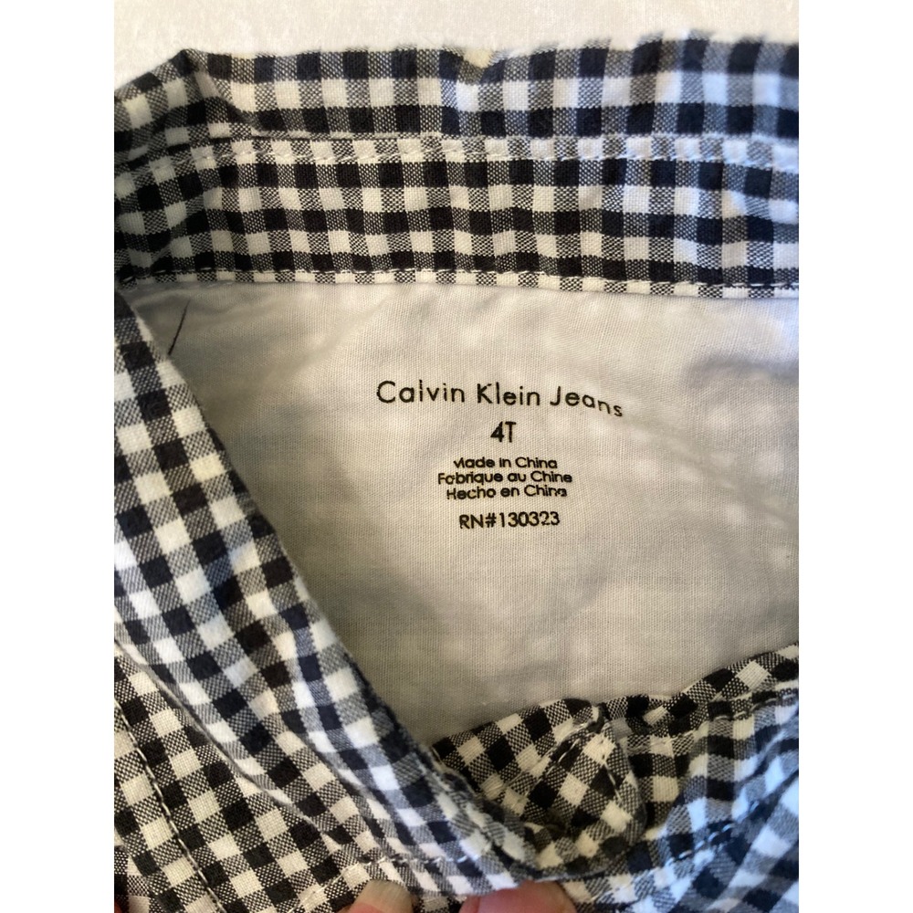 Calvin Klein Jeans Button Down‎ Shirt Gingham Check Long Sleeve 4T - Picture 2 of 9